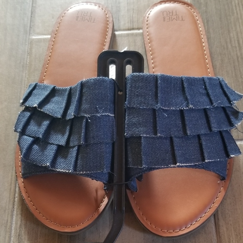 Womens Sandals denim blue slip on size 10